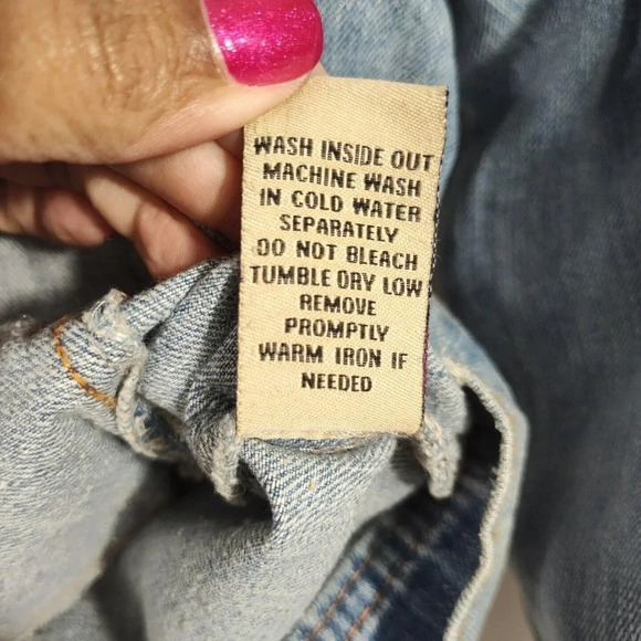 Highway Jeans Denim Button Up Jacket Women Size L Embellished Long Sleeve Pocket - Picture 9 of 9